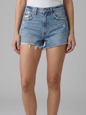 Abercrombie & Fitch The Best Selling High Rise Distressed Mom Denim Short